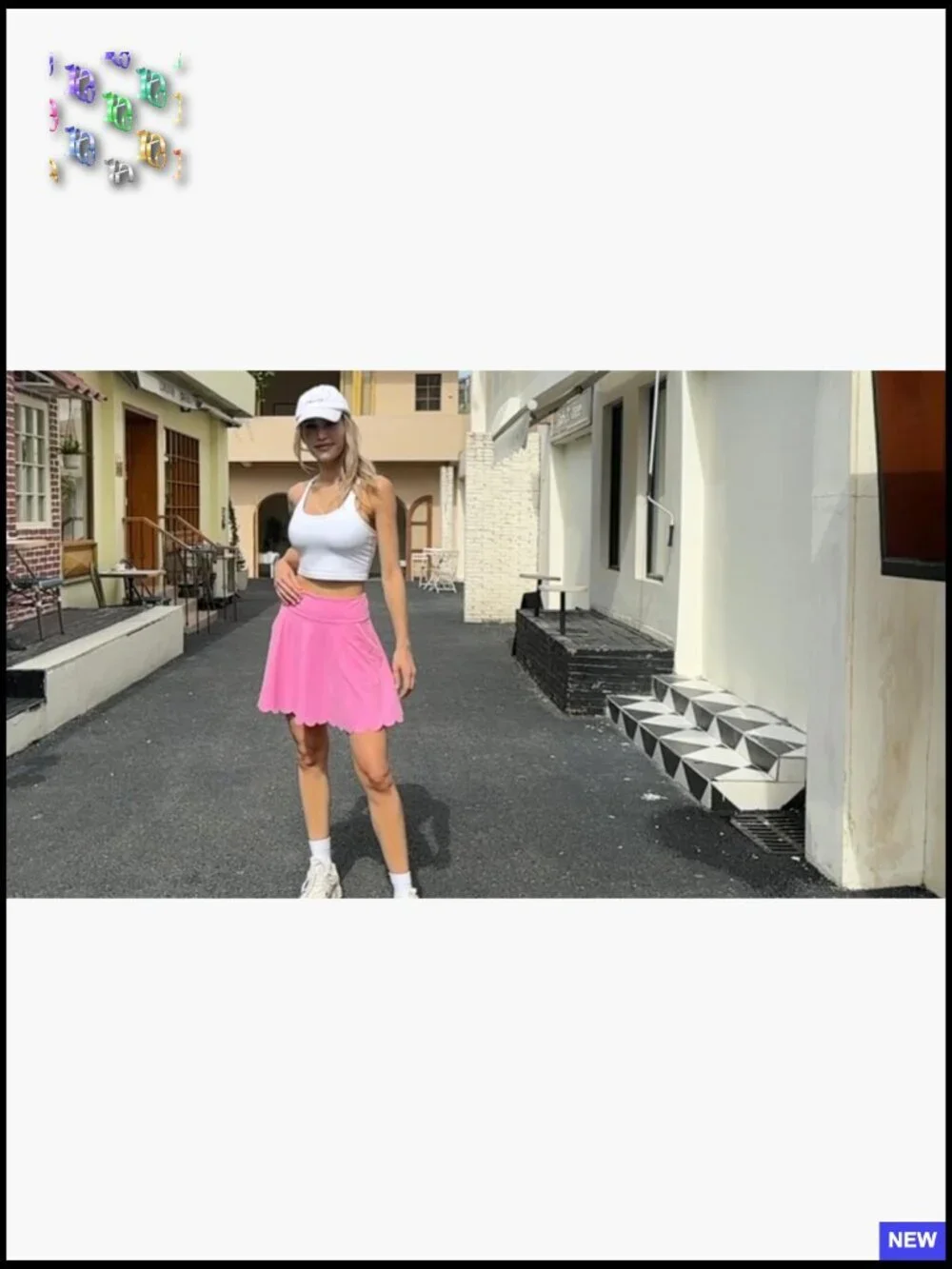 Tennis Skort with Pockets Scalloped Hem High Rise A-Line Athletic Skirt